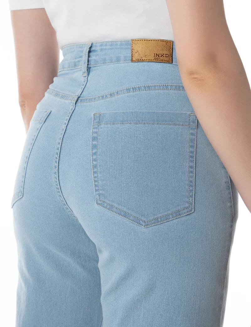 inkd Seaside Slate Women's Wide Leg Jeans - High-Rise | Stretchable | Enzyme Wash | Classic 5 Pocket Styling | Jeans for Women for Women | Best Price UAE